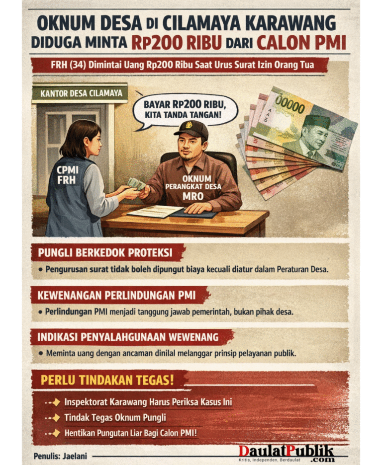 Terlihat Oknum Desa di Cilamaya Karawang Diduga Minta Rp200 Ribu dari Calon PMI