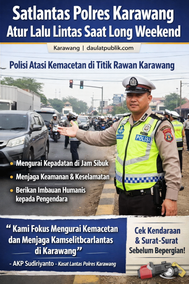 Satlantas Polres Karawang, Atur Lalu Lintas Long Weekend di Titik Rawan Kemacetan