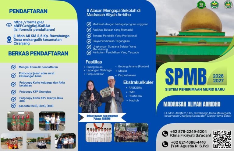 SPMB Madrasah Aliyah Arridho Ciranjang Dibuka, Siapkan Generasi Unggul Berbasis Ilmu dan Akhlak