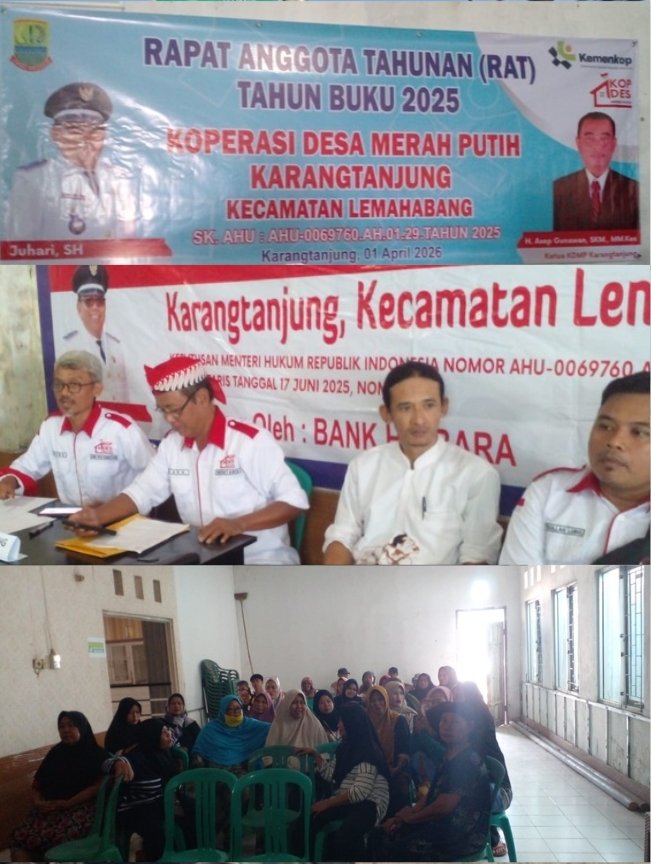 RAT Koperasi Desa Merah Putih Karang Tanjung Dihadiri Camat Lemah Abang dan Warga