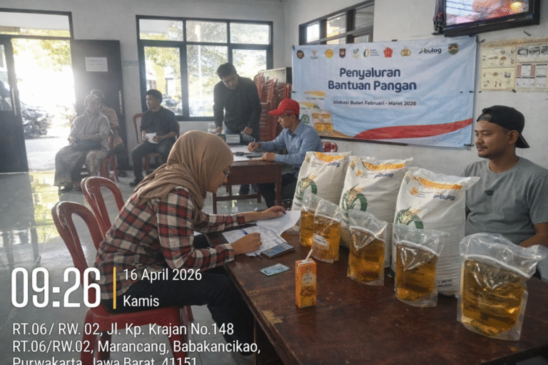 Penyaluran bantuan pangan Desa maracang kecamatan Babakan cikao ,alokasi bulan febuari – Maret 2026