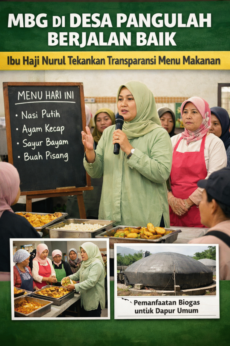 MBG di Desa Pangulah Berjalan Baik, Ibu Haji Nurul Tekankan Transparansi Menu Makanan