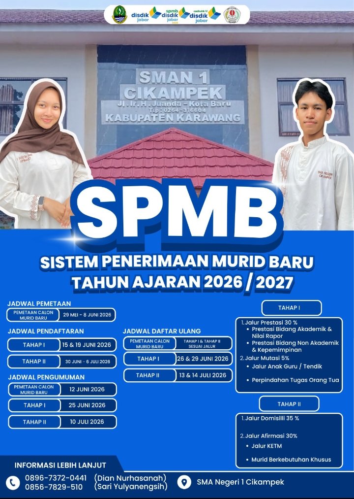 SPMB 2026/2027 Resmi Dibuka, SMAN 1 Cikampek Siapkan Jalur Prestasi hingga Afirmasi untuk Calon Murid Baru