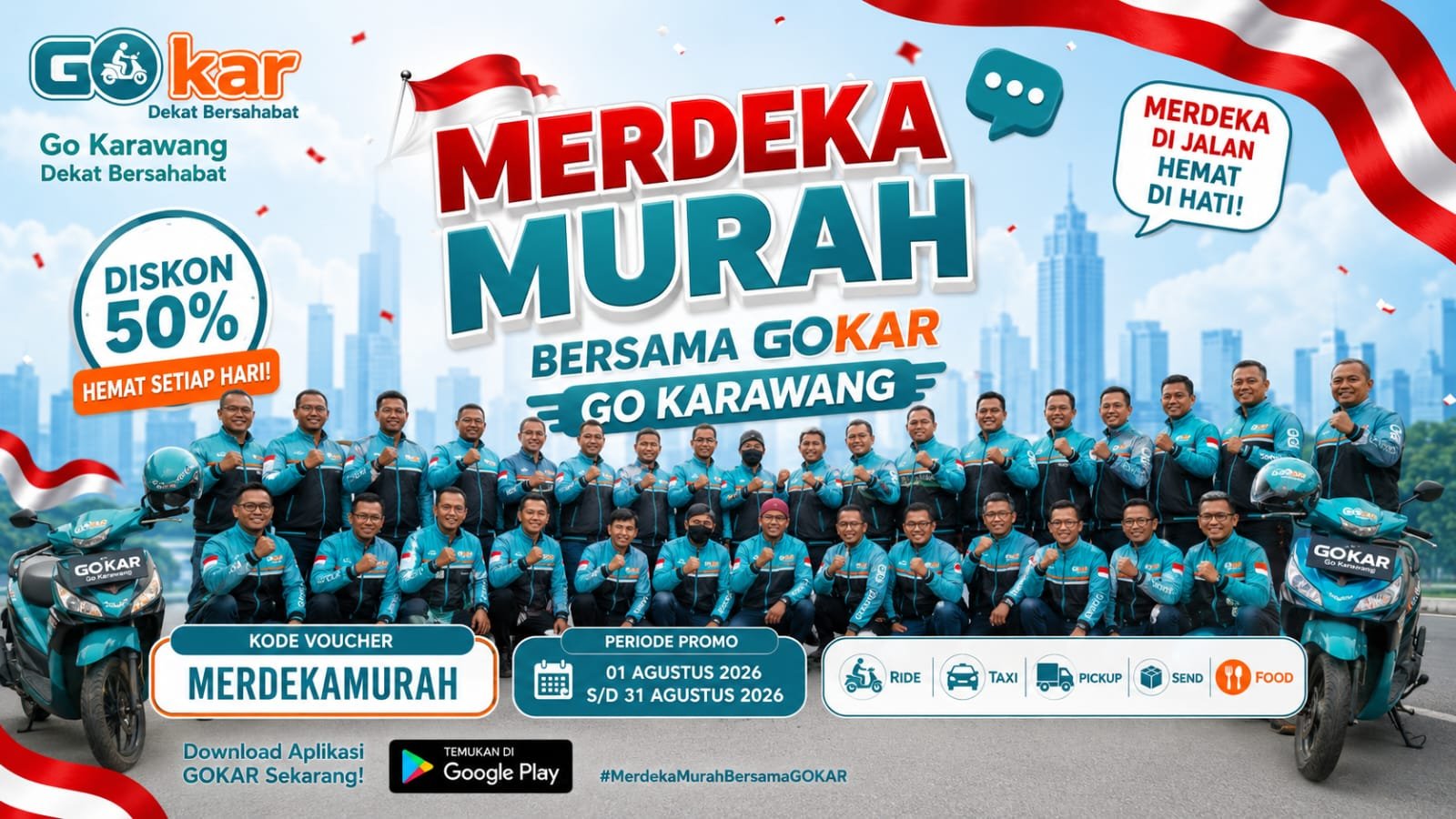Merdeka Murah Bersama Gokar. Saat nya Hemat Dan Dukung driver Lokal