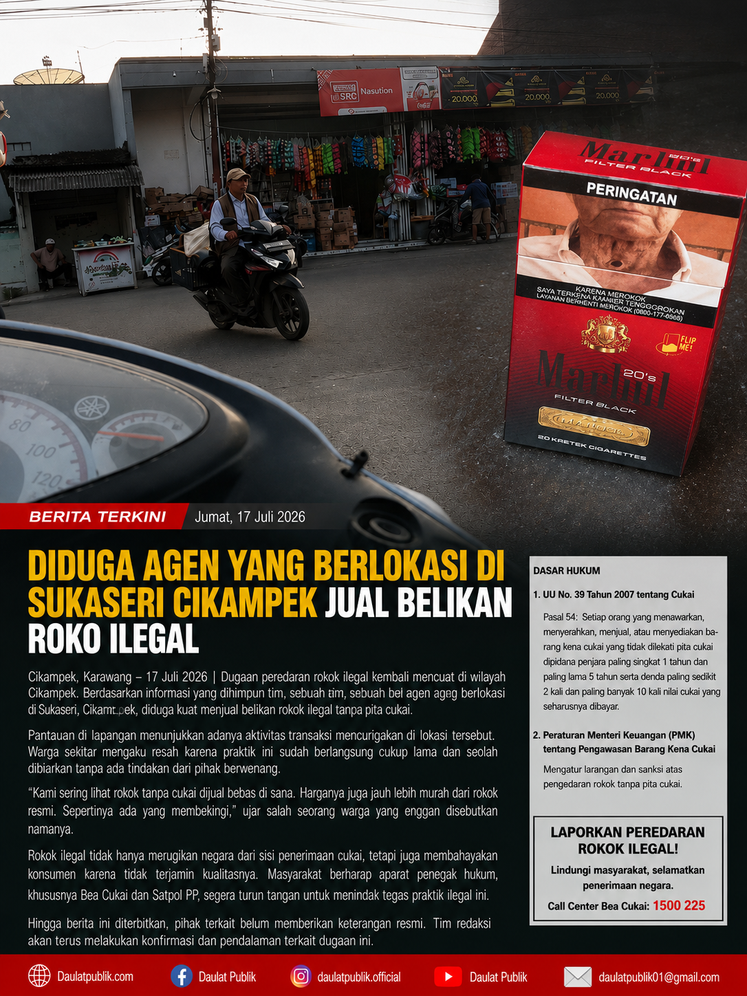 Diduga Penjualan Rokok Ilegal Marak di Sukaseri, Cikampek, Aparat Diminta Lakukan Penelusuran