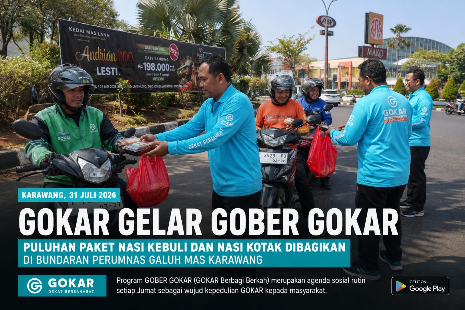 GOBER GOKAR Progam jumat berkah Aplikasi transportasi Online Asli Karawang Yang Terus Berbagi