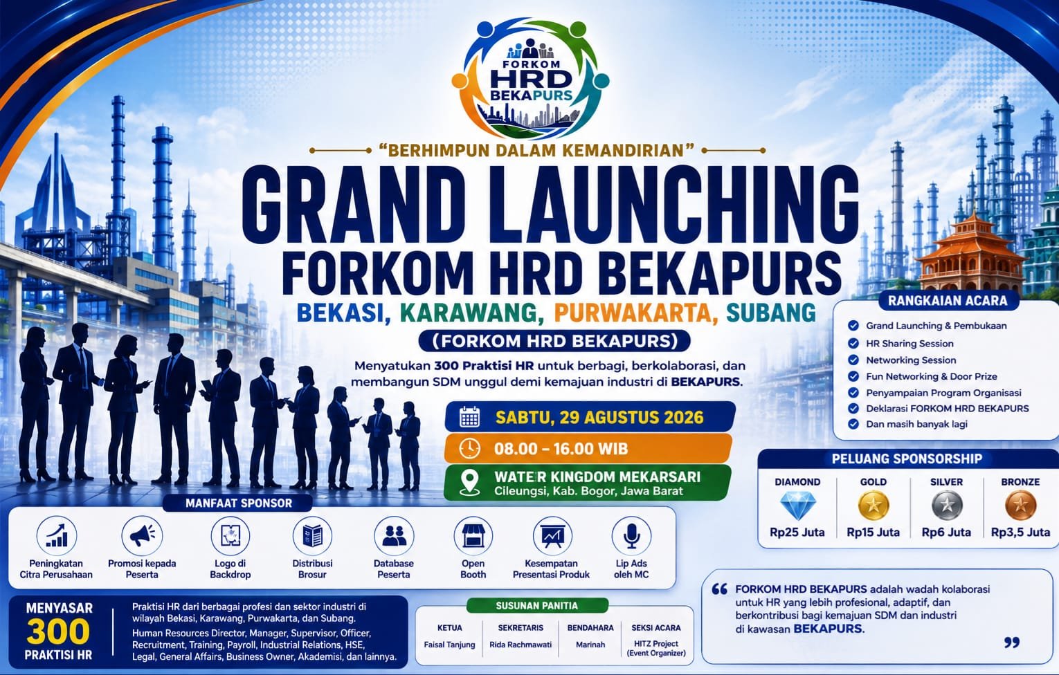 Grand Launching FORKOM HRD BEKAPURS Siap Digelar, Satukan 300 Praktisi HR Bekasi, Karawang, Purwakarta, dan Subang